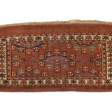 Antique Persian Turkmen Rug Handwoven Rust Wool Oriental Area Rug- 43x82cm