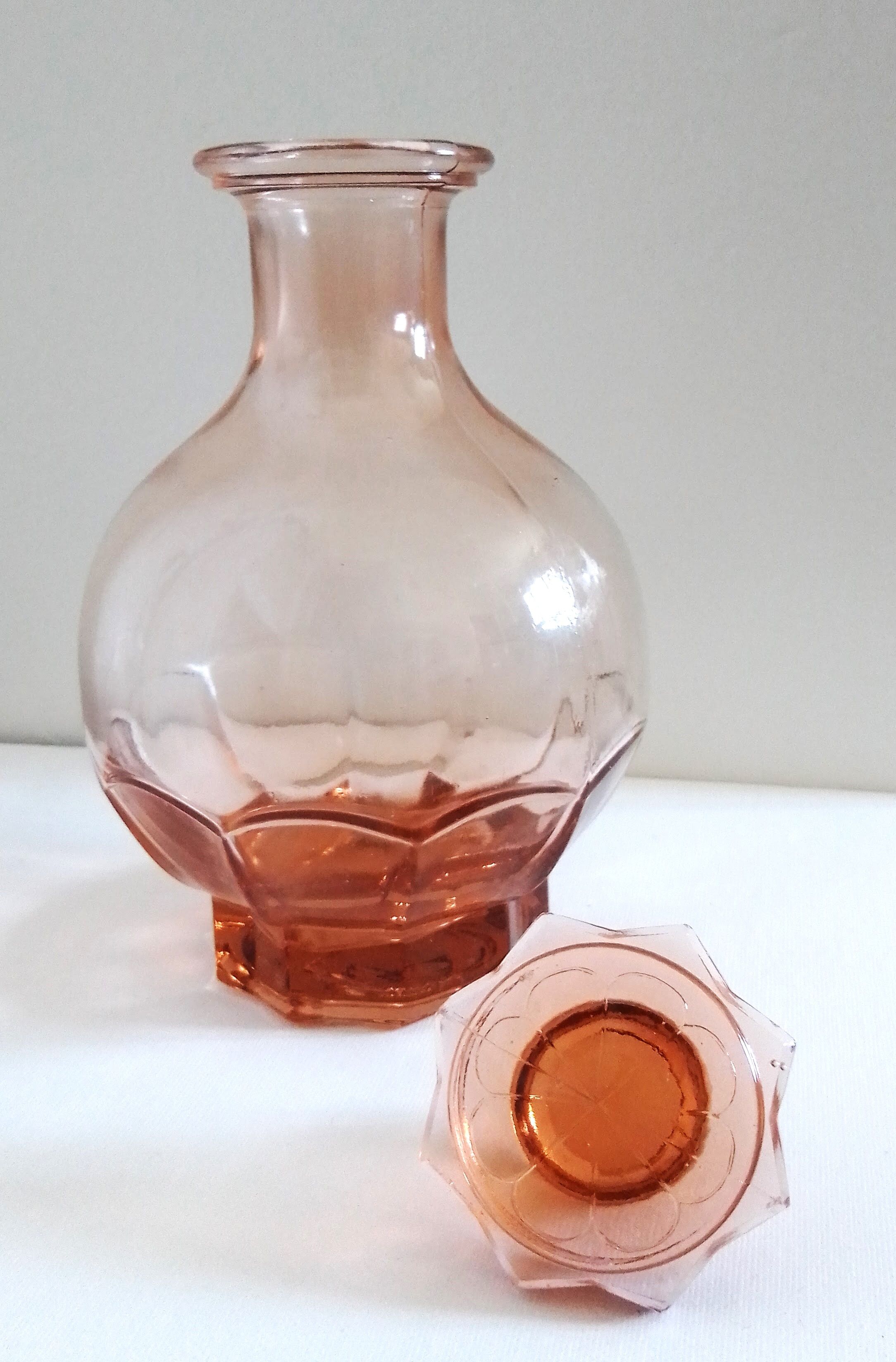 Pink molded glass decanter, Luminarc