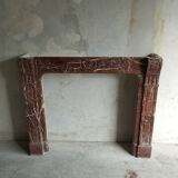 Old Louis XV red marble fireplace