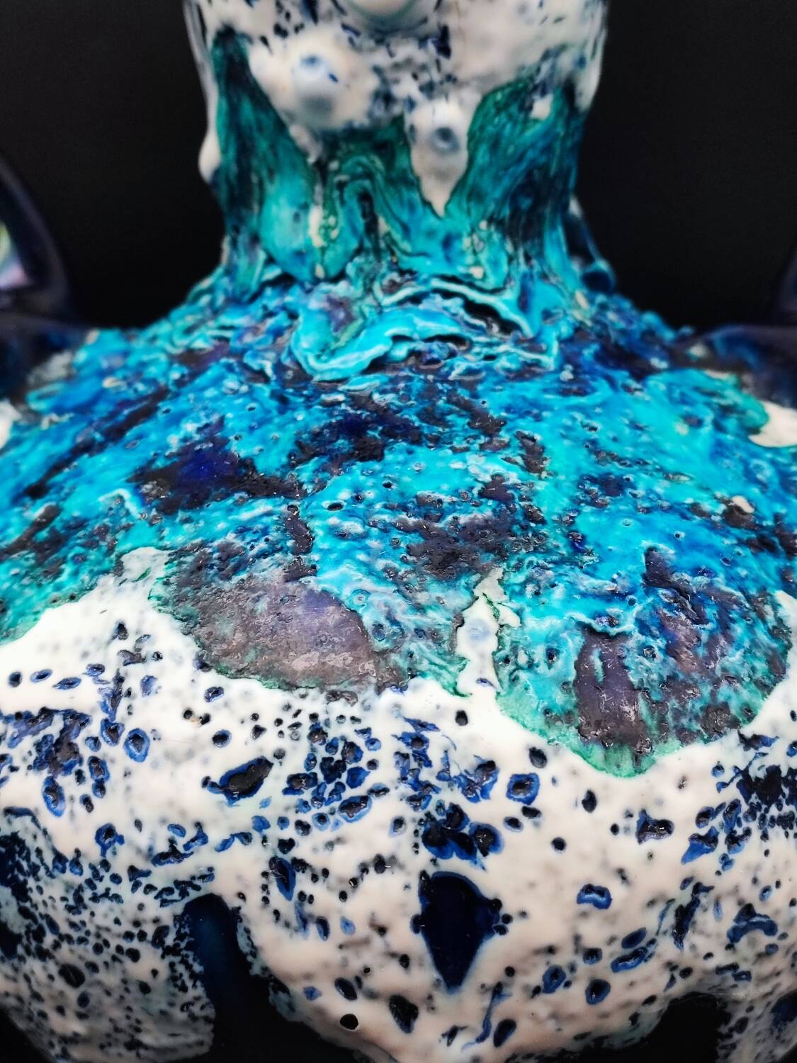 Vallauris vintage iridescent blue fat lava vase?