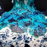 Vallauris vintage iridescent blue fat lava vase?