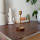 Vintage candle holder in solid gold brass