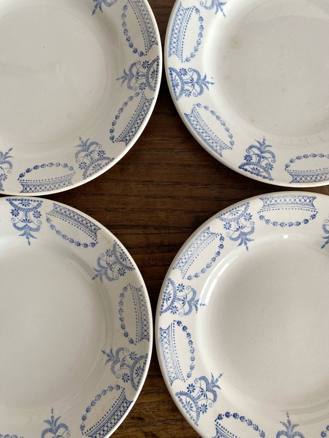 Colonial ironstone dessert plates Moulin des Loups