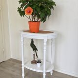 Table d'appoint ovale et cannage