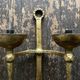 Pair of XXL torchlight sconces in golden beaten iron Italian work 1960