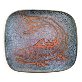 Ceramic dish with fish decoration, Notre Dame du Bec Abbey, 1960s