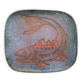 Ceramic dish with fish decoration, Notre Dame du Bec Abbey, 1960s