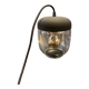 Portable lamp with transparent glass and black plastic.