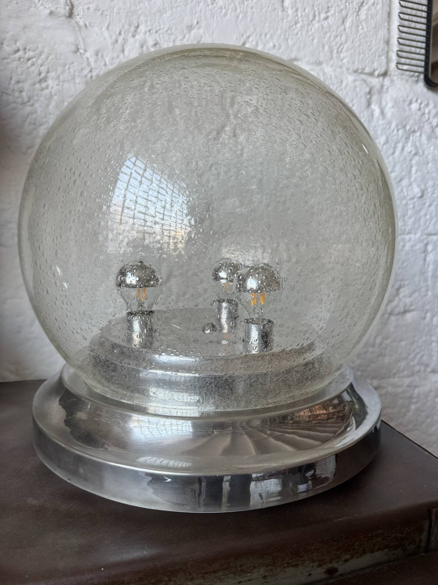 Lampe de table verre bullé Space Age années 70