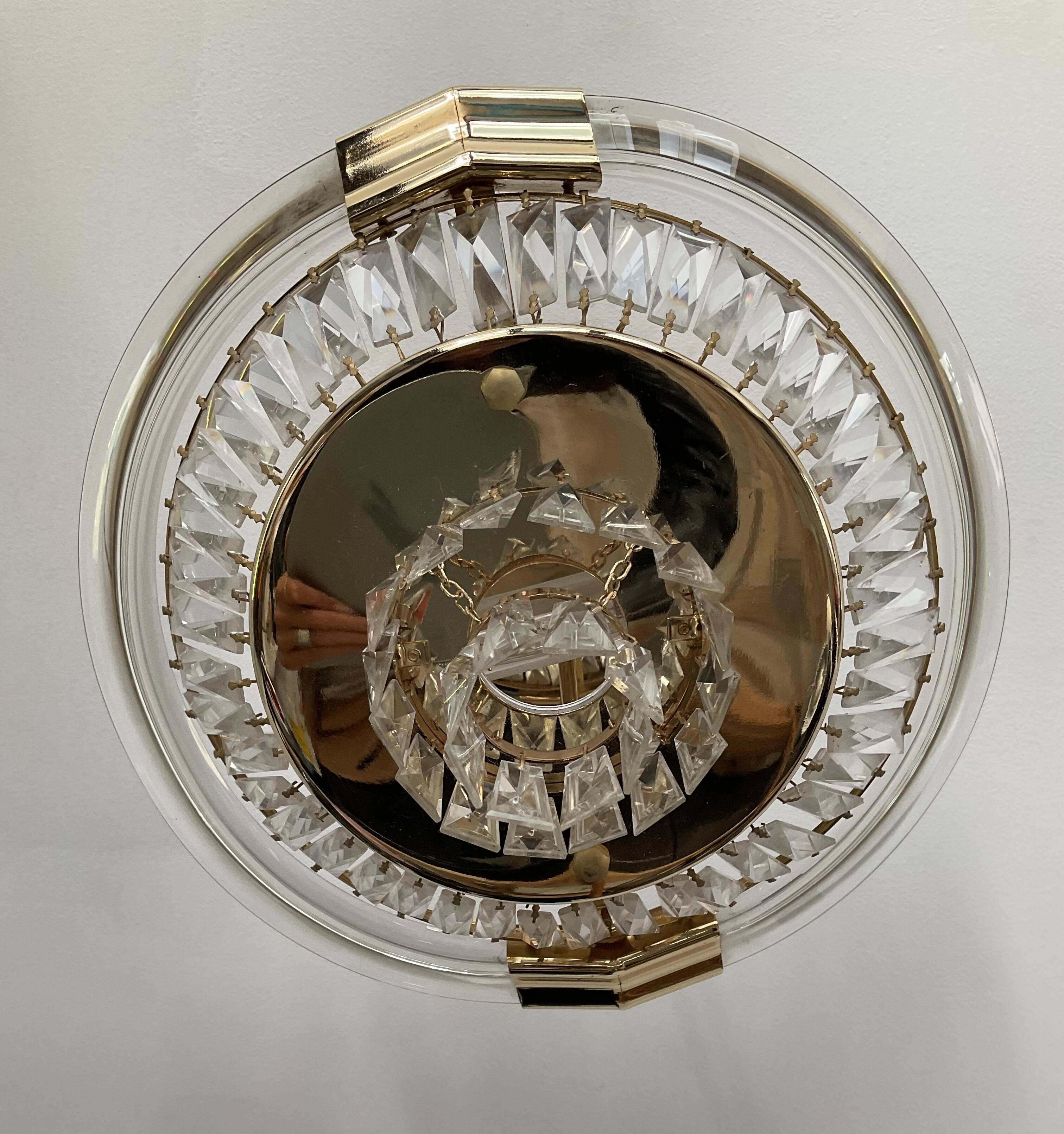 Vintage Bakalowits & Söhne ceiling light in brass and crystal