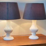 Paire de lampes en albâtre vintage