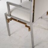 Set of 6 armchairs in stainless steel and brass.