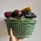 Vintage barbotine dish with fruit decorations