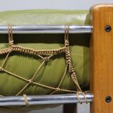 Leather Armchair and Ottoman by Jean Gillon