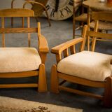 Armchairs in elm published by Maison Regain 1980