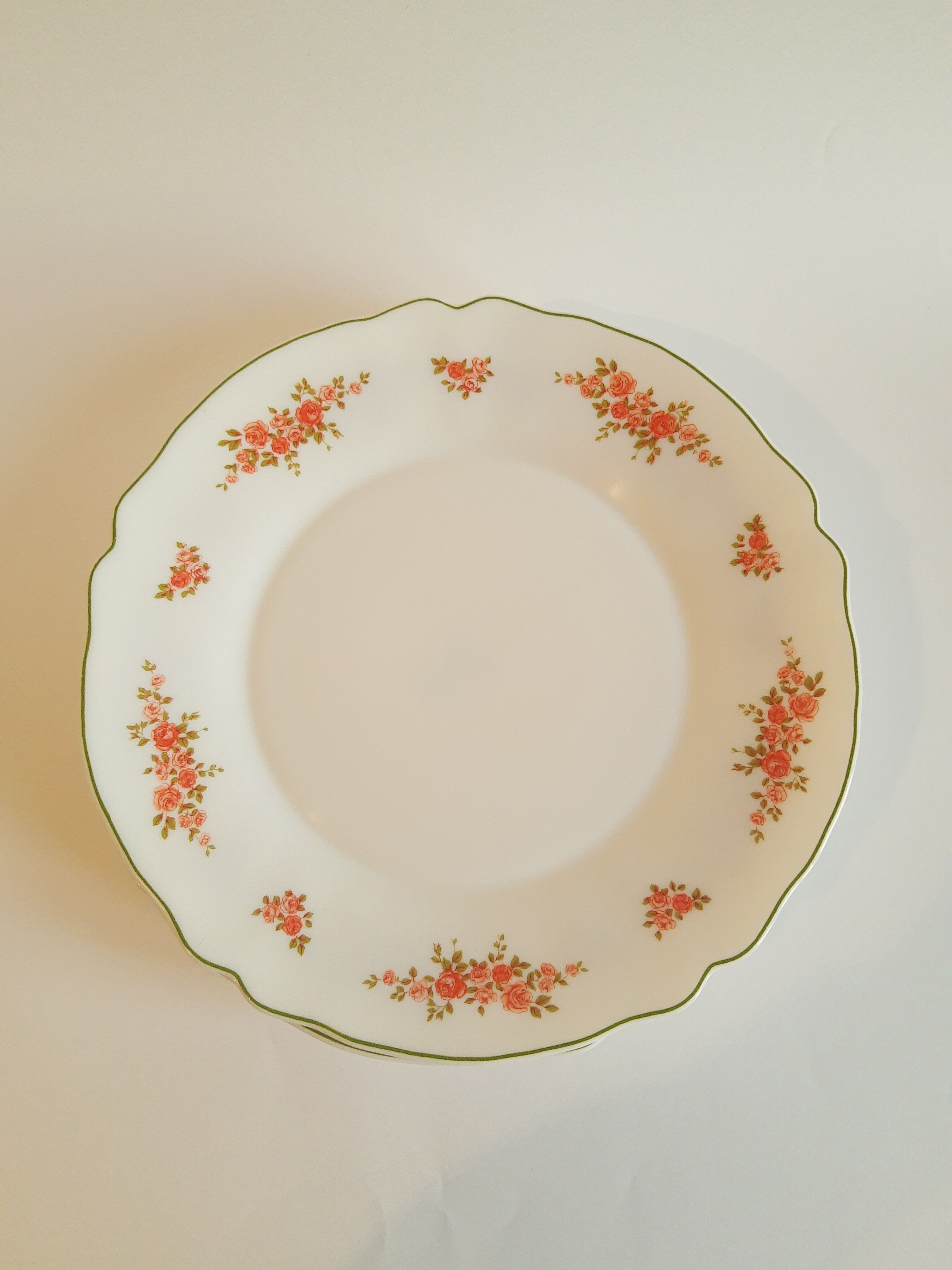 Set of 6 flat plates Arcopal vintage floral decoration