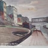Maurice Bizet - Watercolor - 1927 signed - view of the port of Madrague (Marseille)
