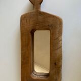 Mirror cubist shape in raw wood Formentera 1970