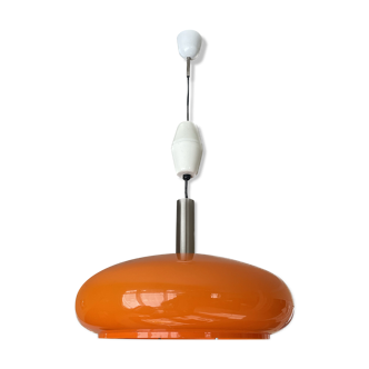 Orange adjustable pendant lamp - Erco brand - 1970s