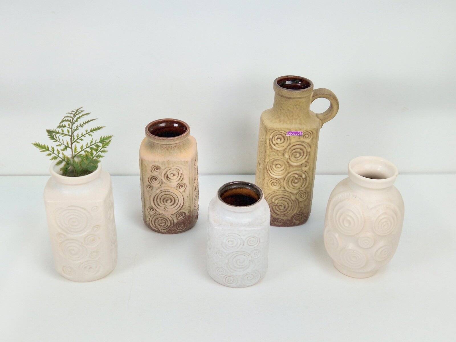 Vases vintage Jura de Scheurich Ceramic, RFA, années 1970, ensemble de 5