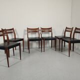 Lot of 6 vintage skai Scandinavian chairs 60s/70s