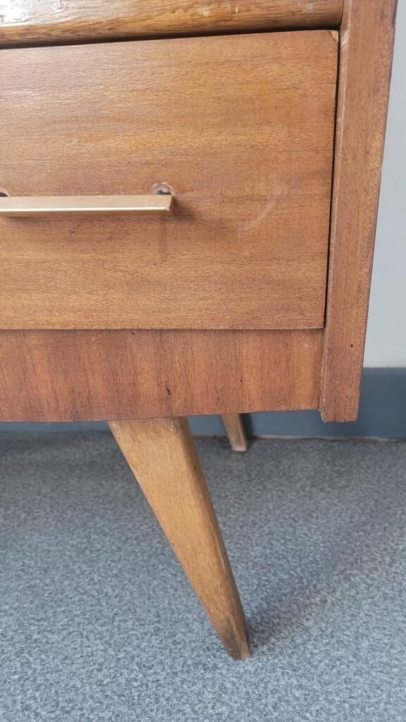 Vintage wooden chest of drawers compass feet