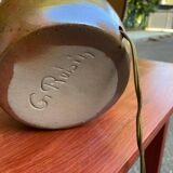 Sandstone lamp with burgundy lampshade G robin