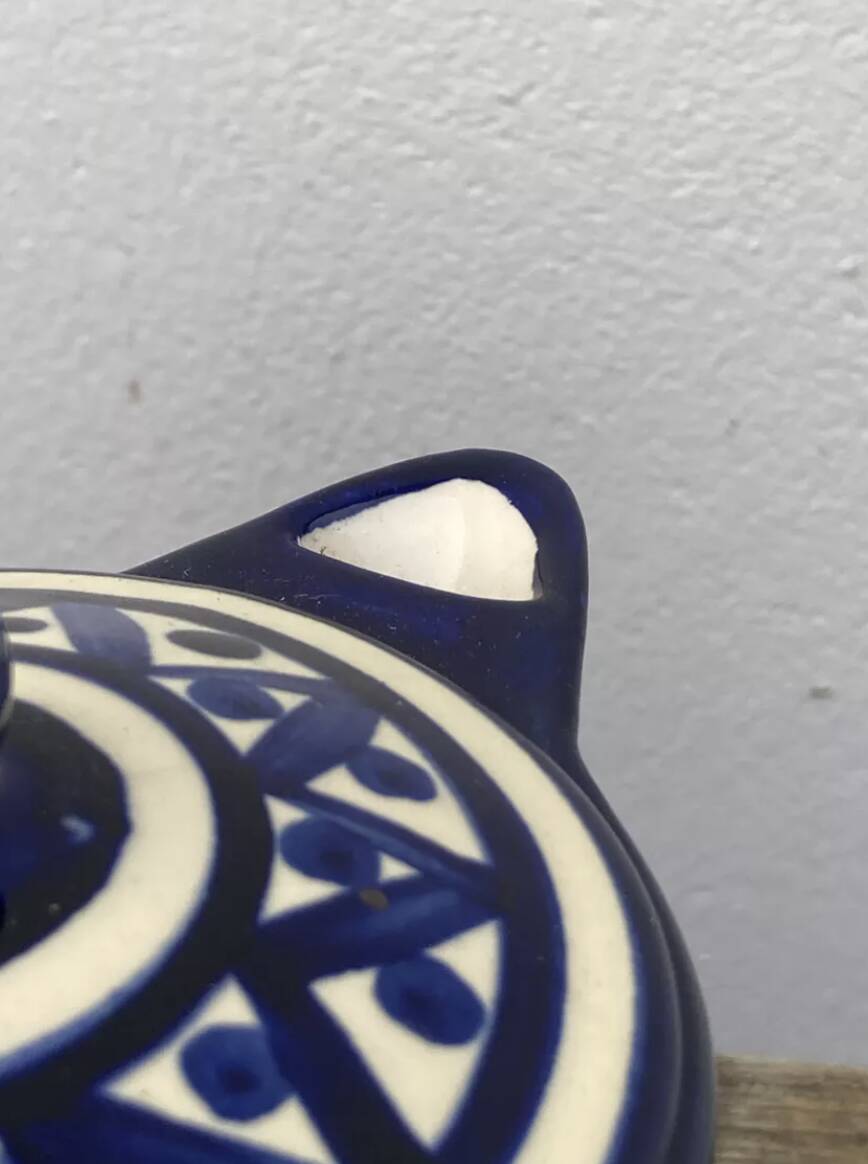 Blue and white ceramic teapot