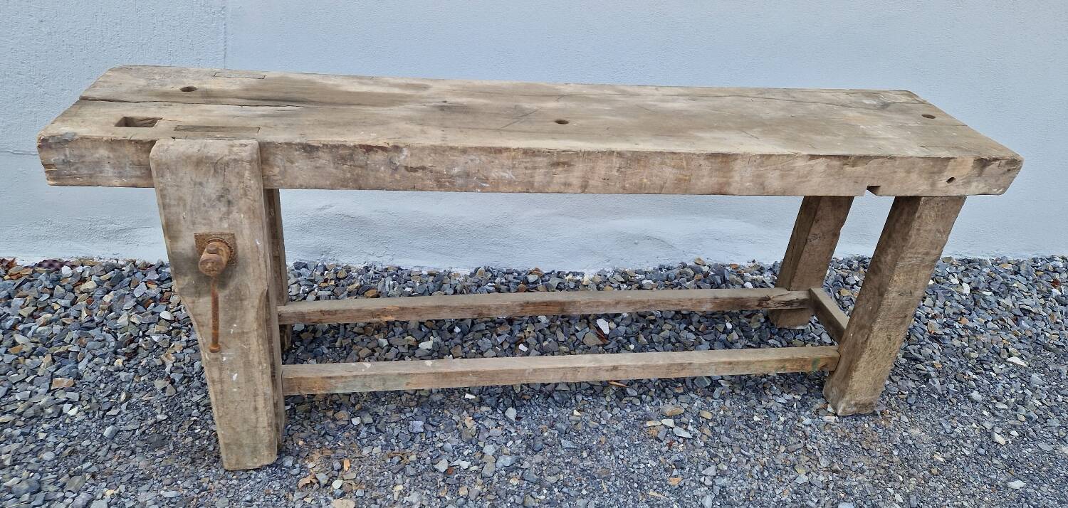 Antique solid wood workbench