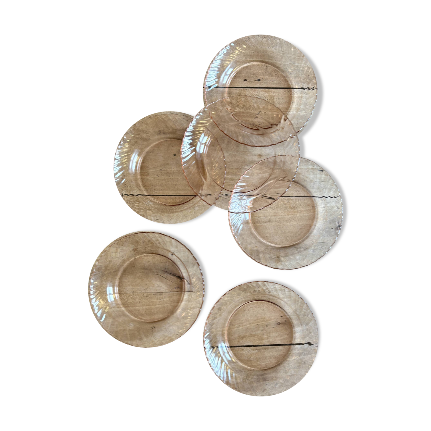 Set of 6 vintage Arcoroc rosaline soup plates