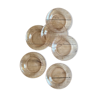 Set of 6 vintage Arcoroc rosaline soup plates