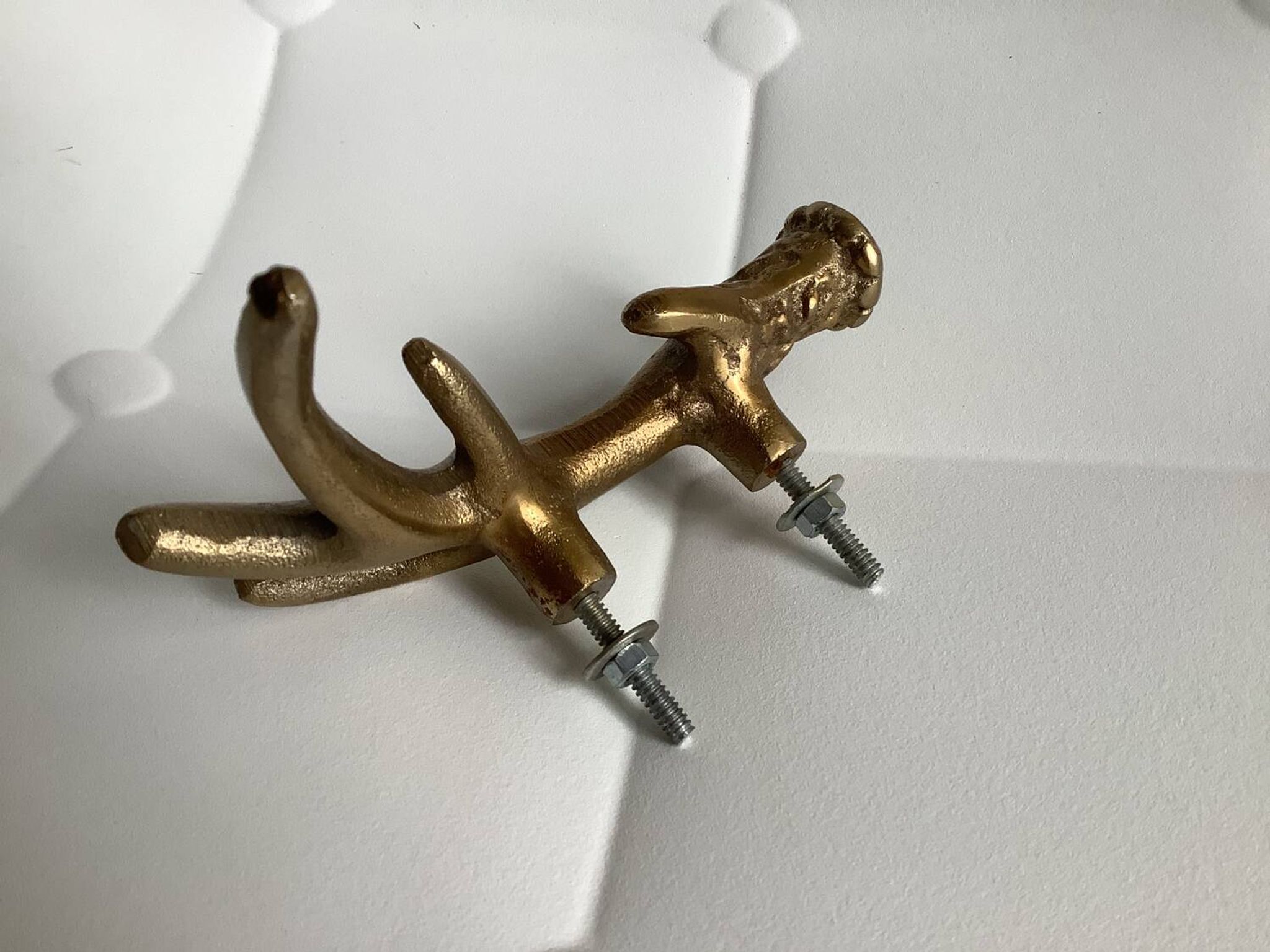Gold brass deer antler door handle