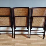 3 folding chairs with seat canning and backrest