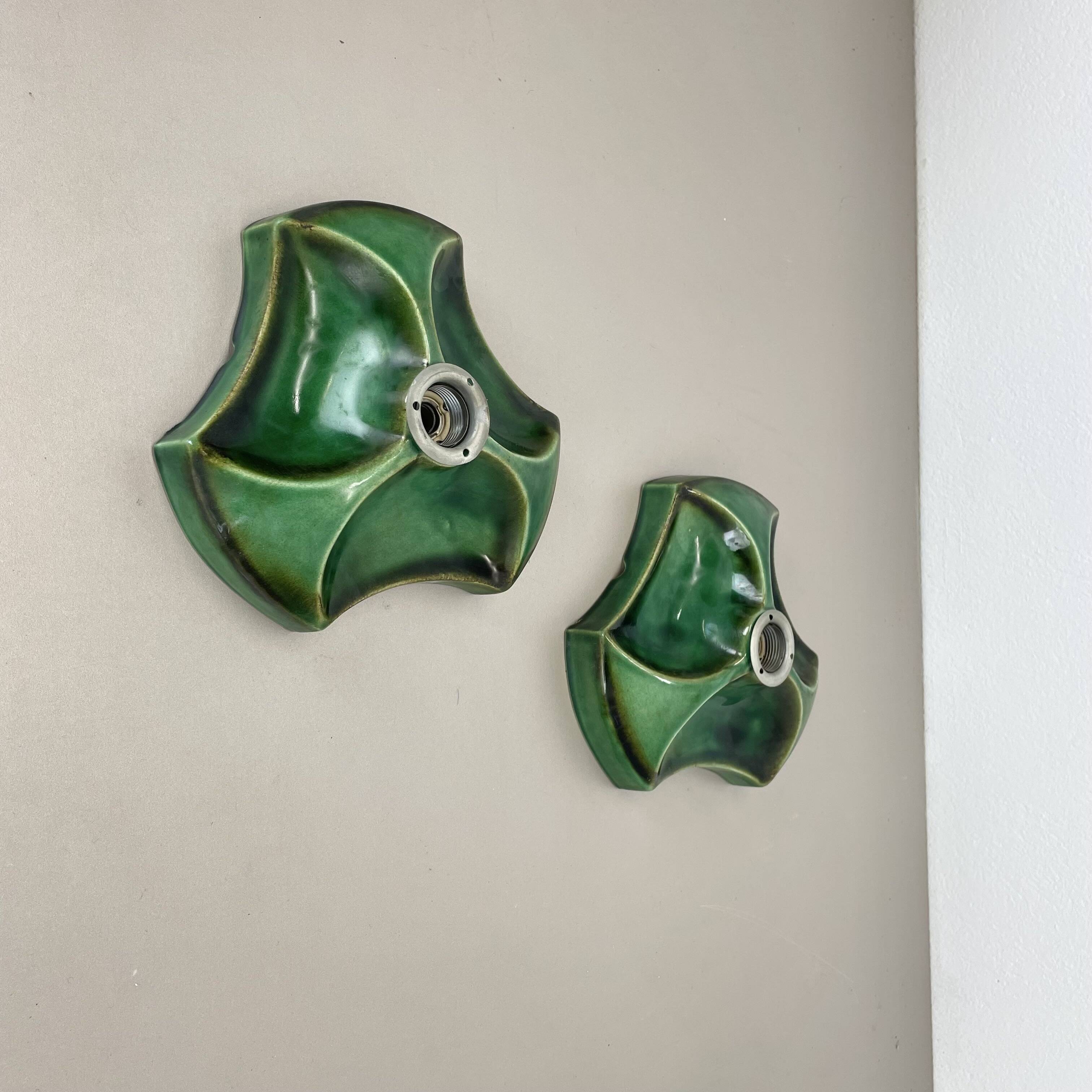 Set of Two Modernist Ceramic Fat Lava Wall Lights by Pan Ceramics, Germany