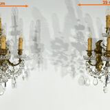 Bronze and Crystal Wall Lights with Pendants, Louis XV style – Late 19th century