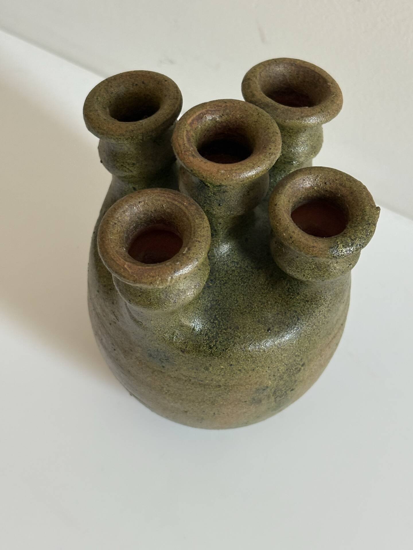 Vase with five necks in glazed stoneware