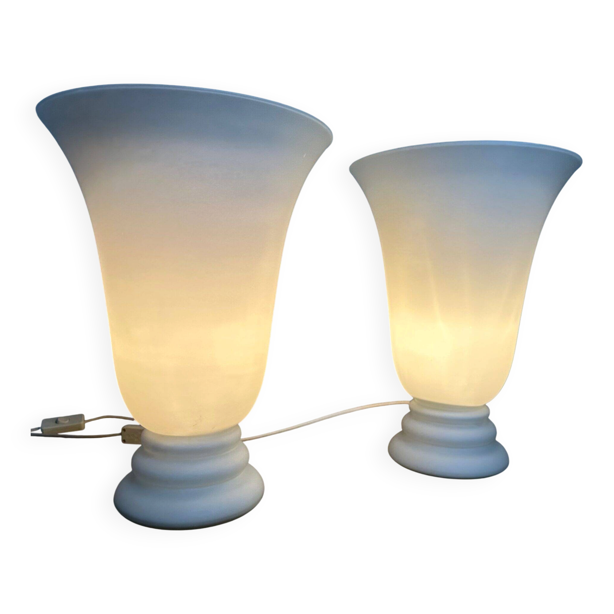 2x vintage opaline vase lamps