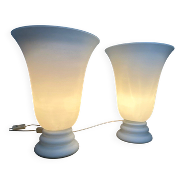 2x vintage opaline vase lamps