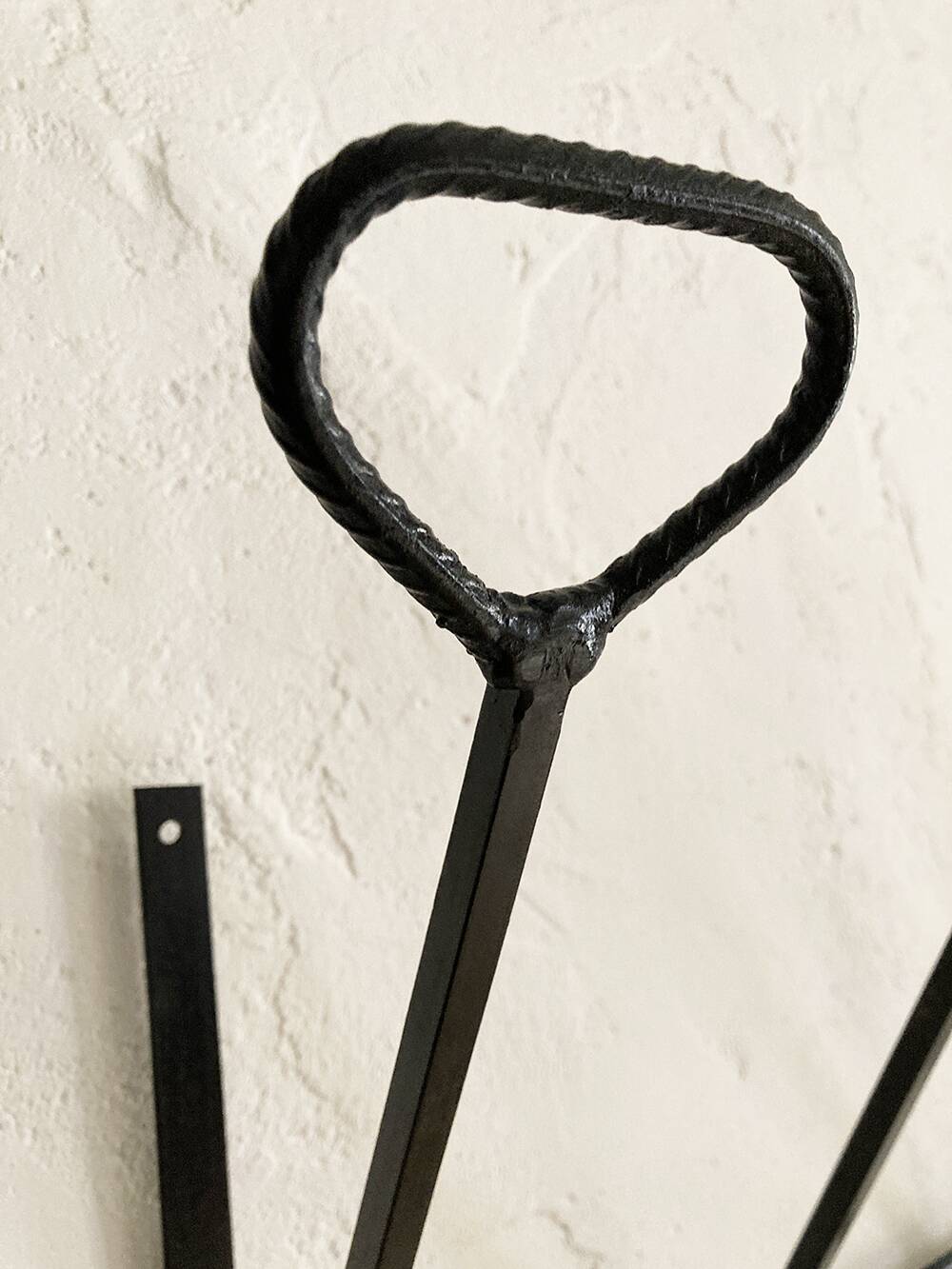 Wall-mounted coat rack with 12 hooks in handcrafted wrought iron