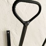 Wall-mounted coat rack with 12 hooks in handcrafted wrought iron