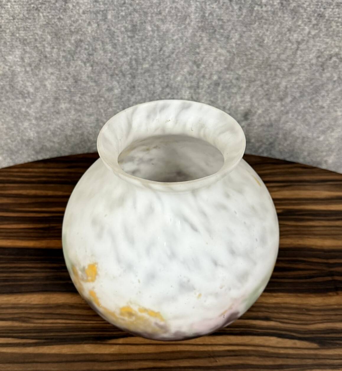 After Muller: marbled glass ball vase, Art Deco period, circa 1930