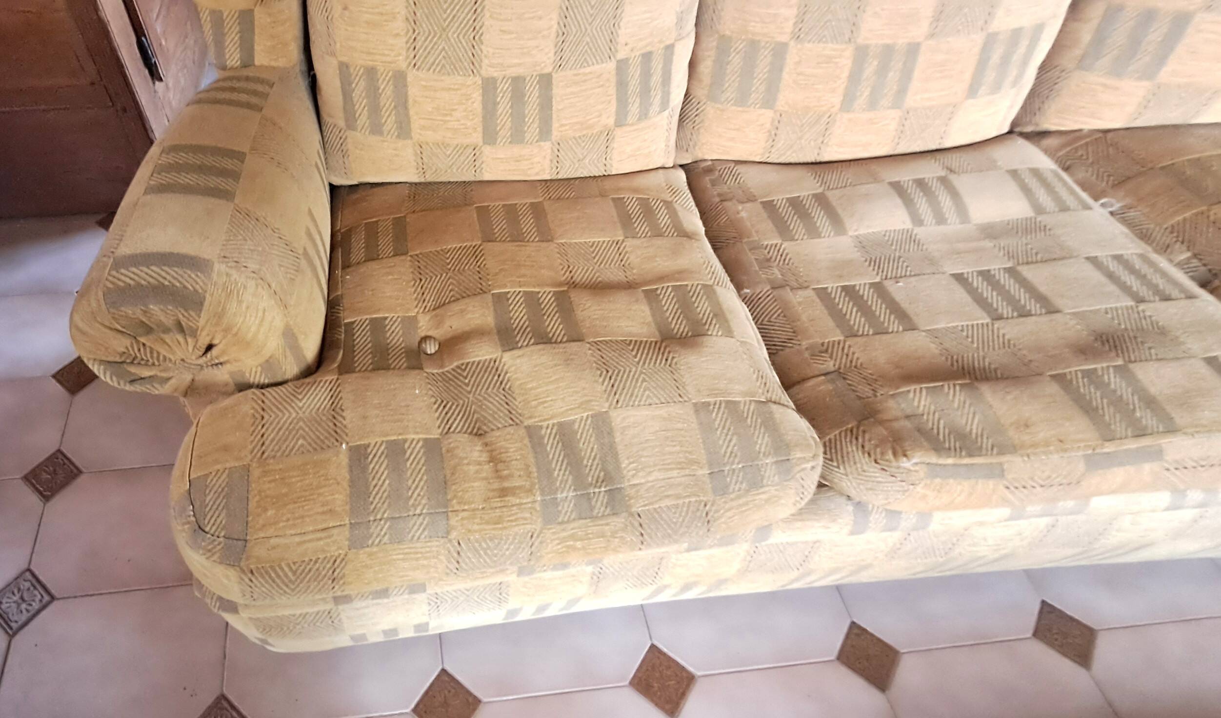 1940s club style 3-seater sofa in checked velvet fabric