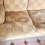 1940s club style 3-seater sofa in checked velvet fabric