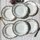 6 Digoin opaque porcelain soup plates with floral pattern "3984"