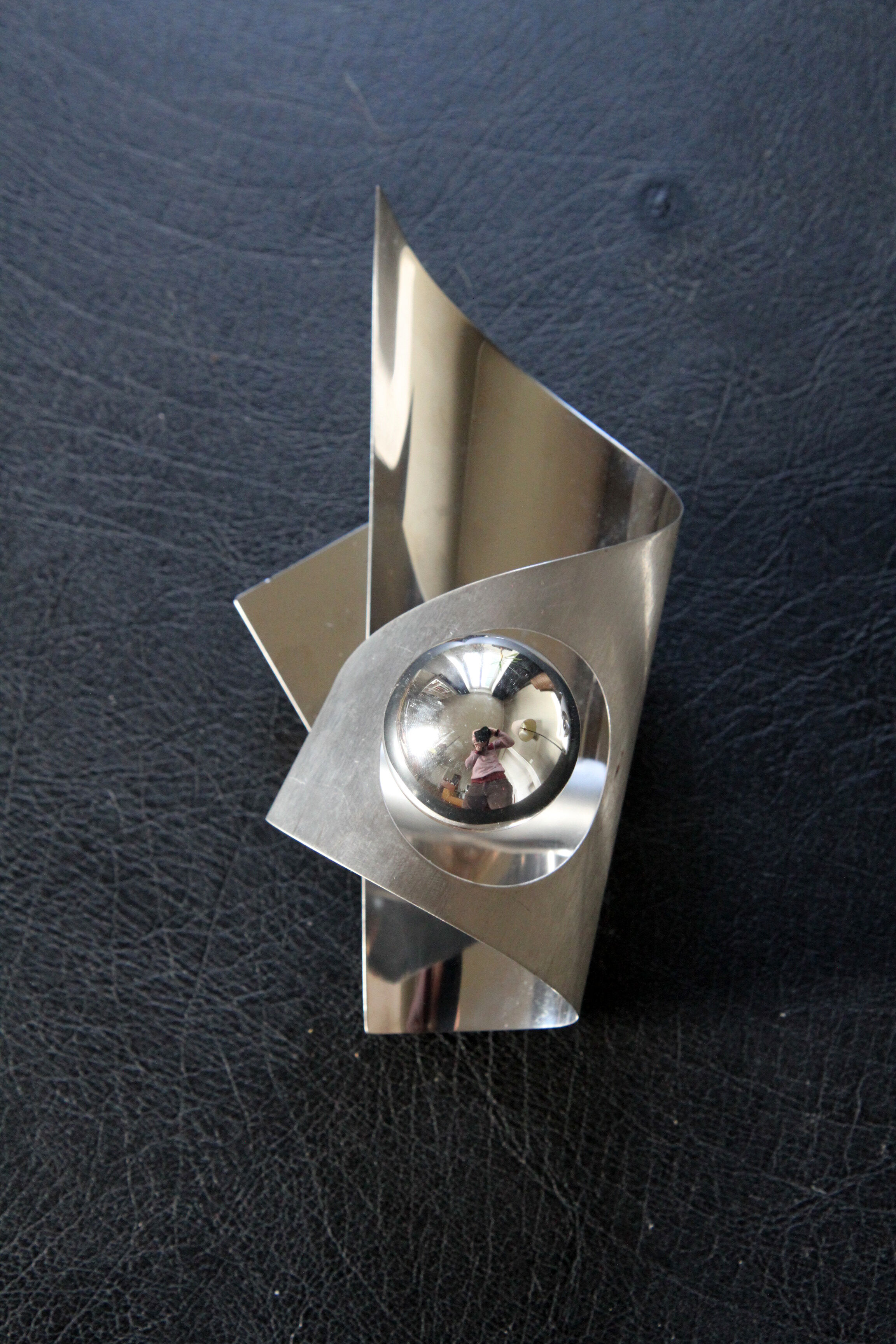 Polished and brushed stainless steel sconces 1970