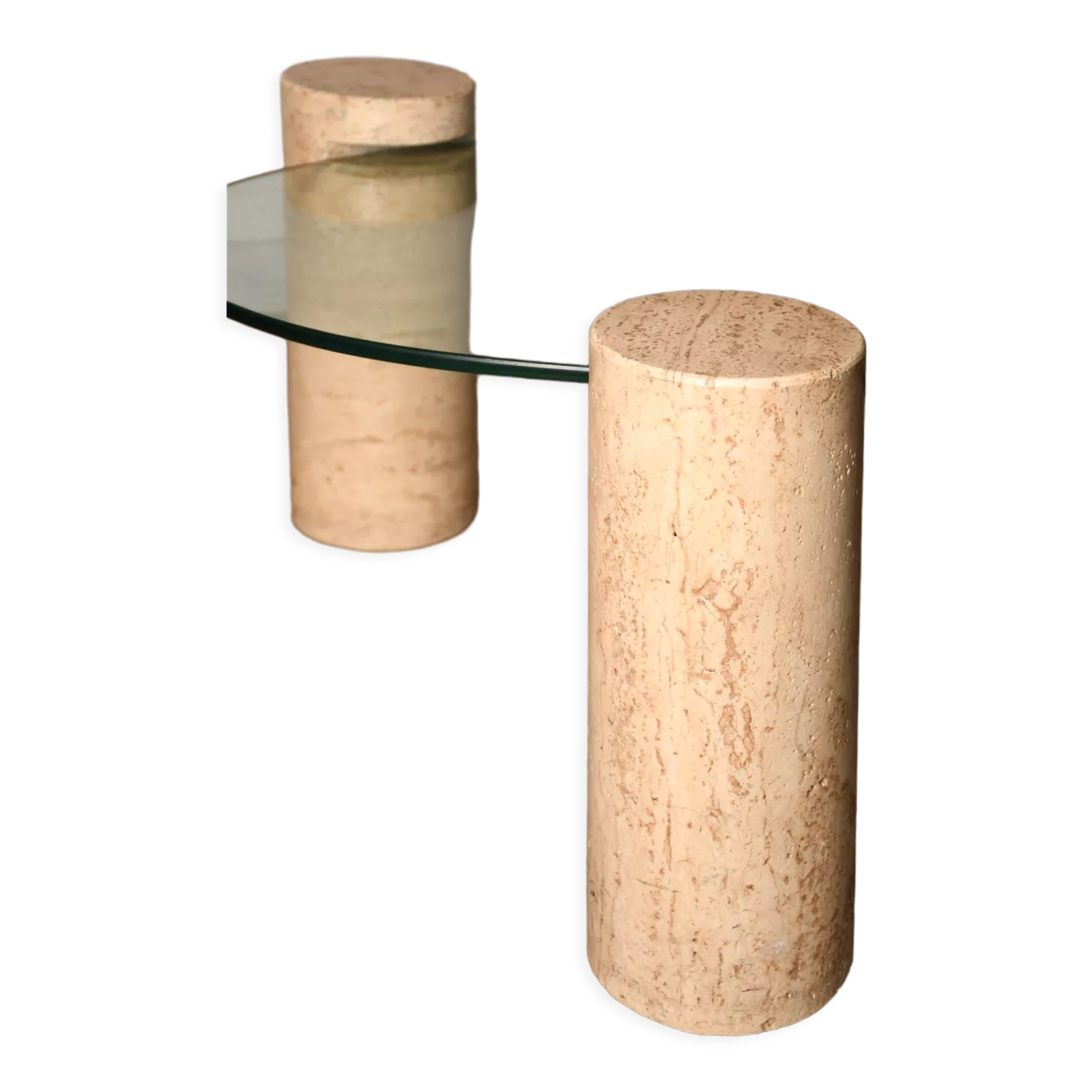 Coffee table, marble legs, glass top, from the 60s