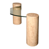 Coffee table, marble legs, glass top, from the 60s