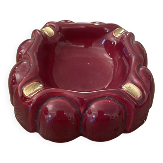 Burgundy ceramic ashtray
