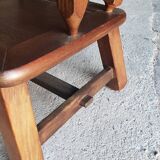Paire de fauteuils en chêne brutaliste 1970
