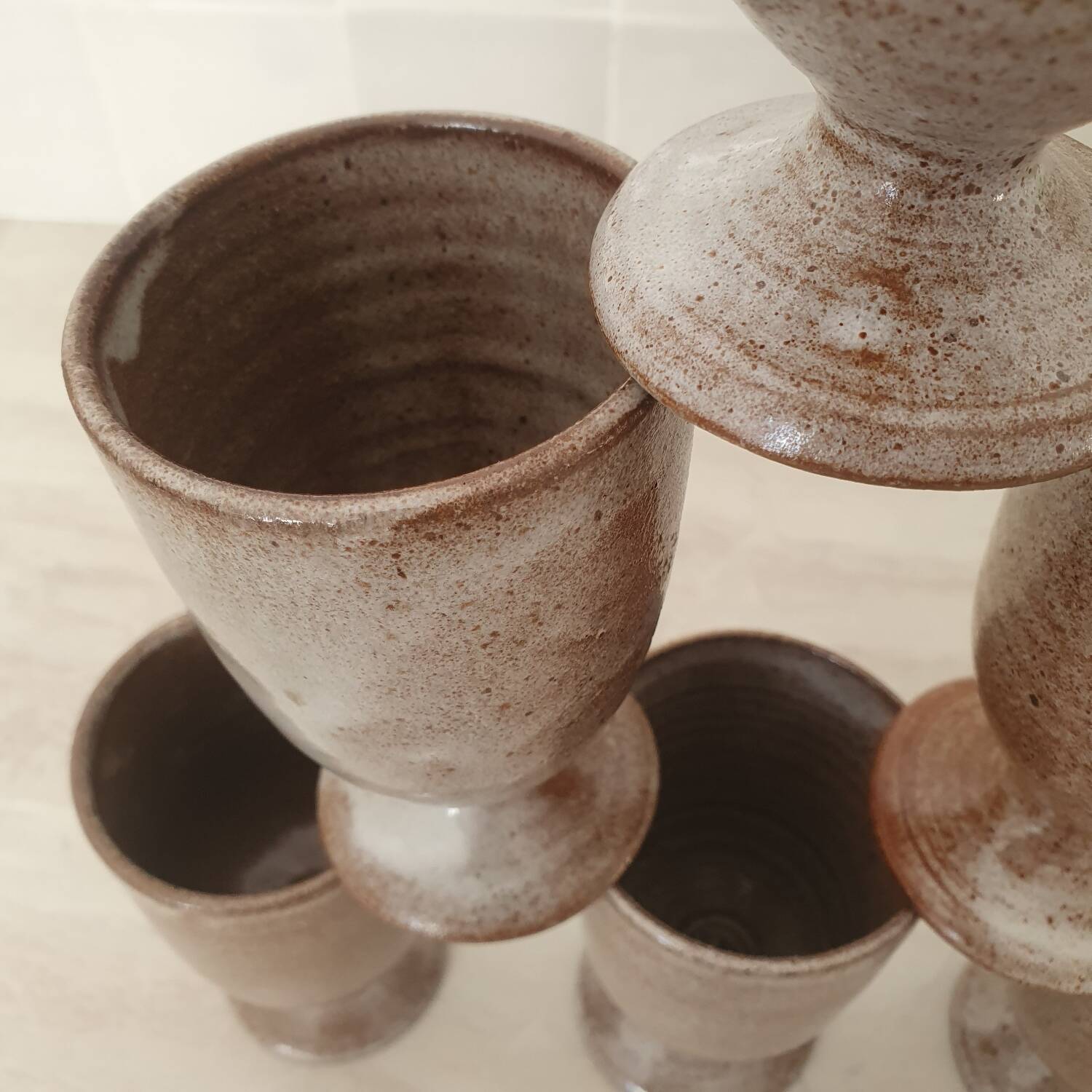 Signed stoneware cups or Mazagran